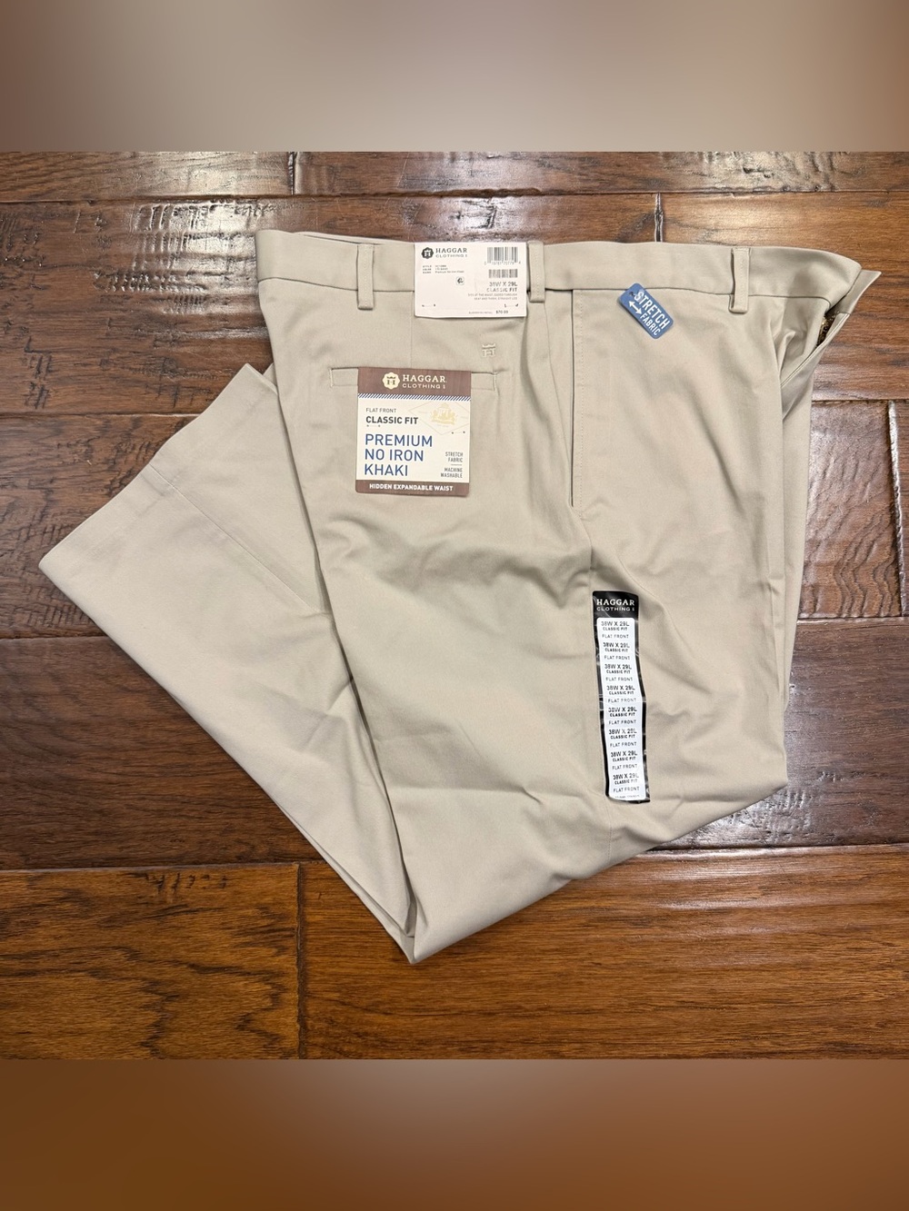 Haggar Big & Tall Khaki Classic Fit Pleated No Iron NWT Pants 38x29